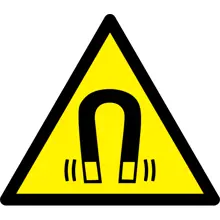 Varovné značení, pozor silné magnetické pole – hliníkový kompozit, 200×173 mm