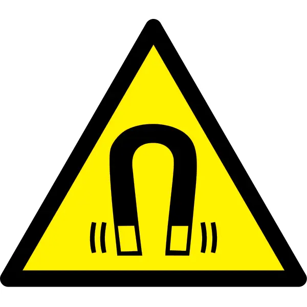 Varovné značení, pozor silné magnetické pole – plast, 200×173 mm