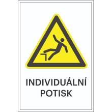 Varovné značení, riziko pádu, s možností individuálního textu – hliníkový kompozit, 400×600 mm