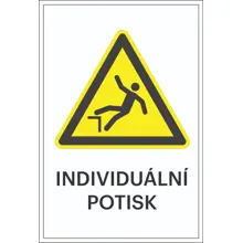 Varovné značení, riziko pádu, s možností individuálního textu – hliníkový kompozit, 400×600 mm