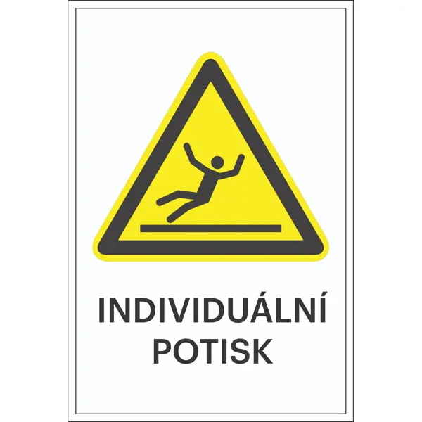 Varovné značení, riziko uklouznutí, s možností individuálního textu – fólie, 100×150 mm