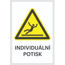 Varovné značení, riziko uklouznutí, s možností individuálního textu – hliníkový kompozit, 300×450 mm
