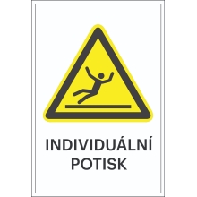 Varovné značení, riziko uklouznutí, s možností individuálního textu – hliníkový kompozit, 500×750 mm