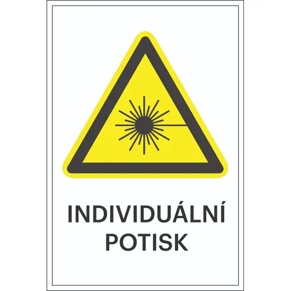 Varovné značení, varování před laserovým paprskem, s možností individuálního textu – fólie, 100×150 mm