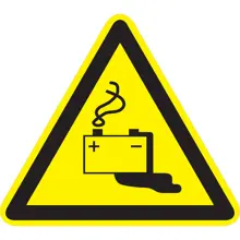 Varovné značení, varování před nebezpečím při nabíjení baterií – fólie, 75×65 mm