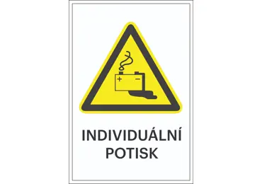 Varovné značení, Varování před nebezpečím při nabíjení baterií + individuální text, 