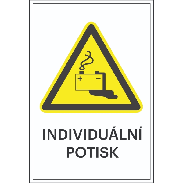 Varovné značení, varování před nebezpečím při nabíjení baterií, s možností individuálního textu – fólie, 100×150 mm