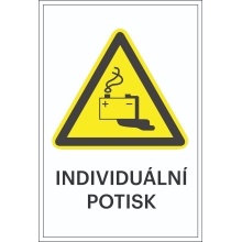 Varovné značení, varování před nebezpečím při nabíjení baterií, s možností individuálního textu – hliníkový kompozit, 300×450 mm