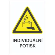 Varovné značení, varování před nebezpečím při nabíjení baterií, s možností individuálního textu – hliníkový kompozit, 400×600 mm