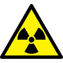Varovné značení, varování před radioaktivními látkami – fólie, 75×65 mm