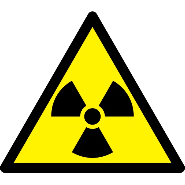 Varovné značení, varování před radioaktivními látkami – plast, 100×87 mm