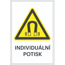 Varovné značení, varování před silným magnetem, s možností individuálního textu – fólie, 100×150 mm
