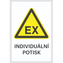 Varovné značení, varování před výbušnou atmosférou, s možností individuálního textu – fólie, 100×150 mm