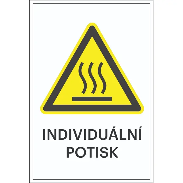 Varovné značení, varování proti horkému povrchu, s možností individuálního textu – plast, 300×450 mm