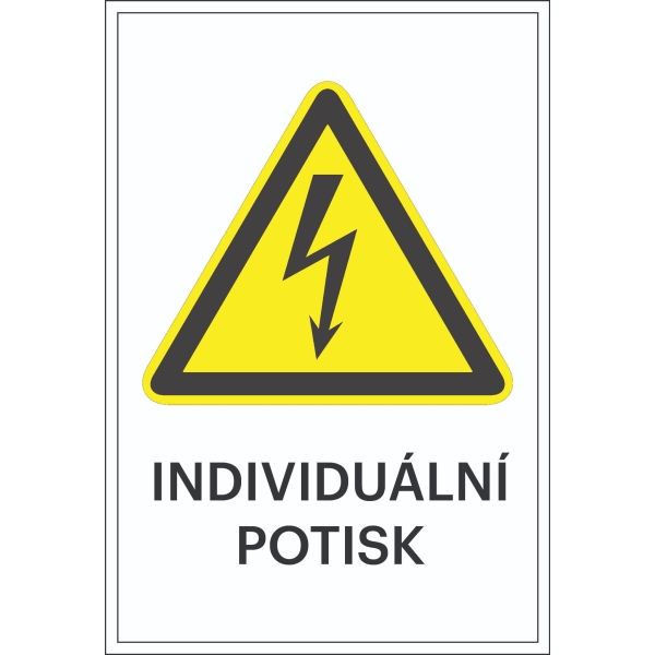 Varovné značení, výstraha před elektrickým napětím, s možností individuálního textu – hliníkový kompozit, 400×600 mm