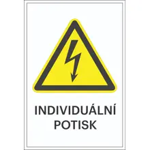 Varovné značení, výstraha před elektrickým napětím, s možností individuálního textu – plast, 200×300 mm