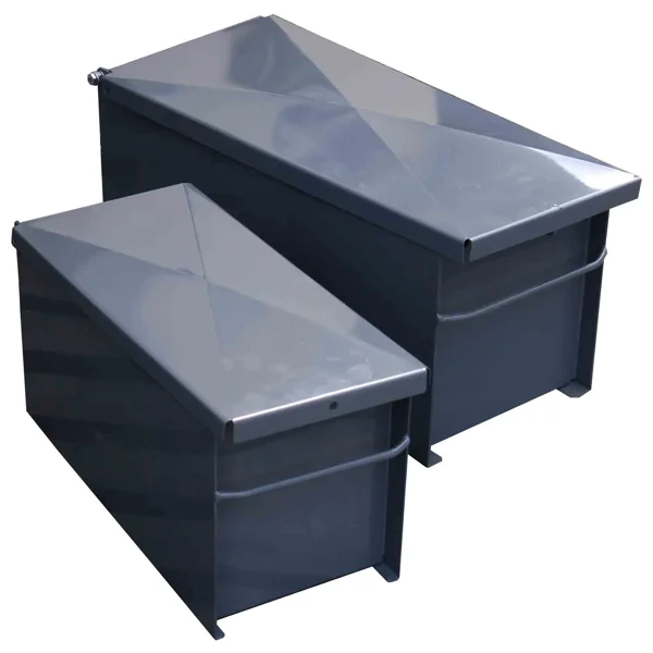 Velký box z pozinkovaného plechu pro baterie do výstražných světel, 550 × 250 × 260 mm