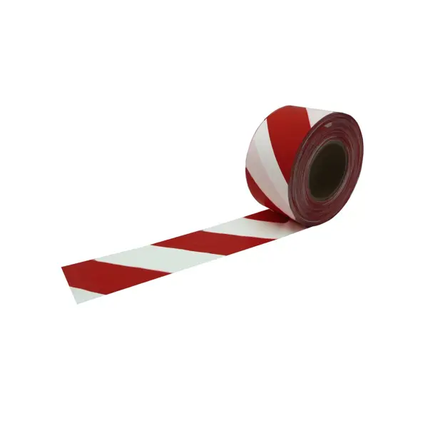 Výstražná vytyčovací vyznačovací páska, oboustranná – OPP, červeno-bílá, 50 mm × 100 m