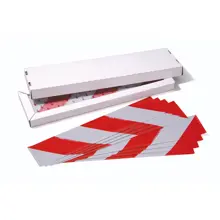 Výstražné značení kontejnerů WT-5219 – 141×705 mm, červeno-bílá, 1 pruh ukazující doprava