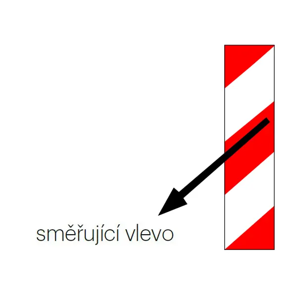 Výstražné značení vozidel WT-5219 – 141 mm × 1 m, červeno-bílá, směr doleva