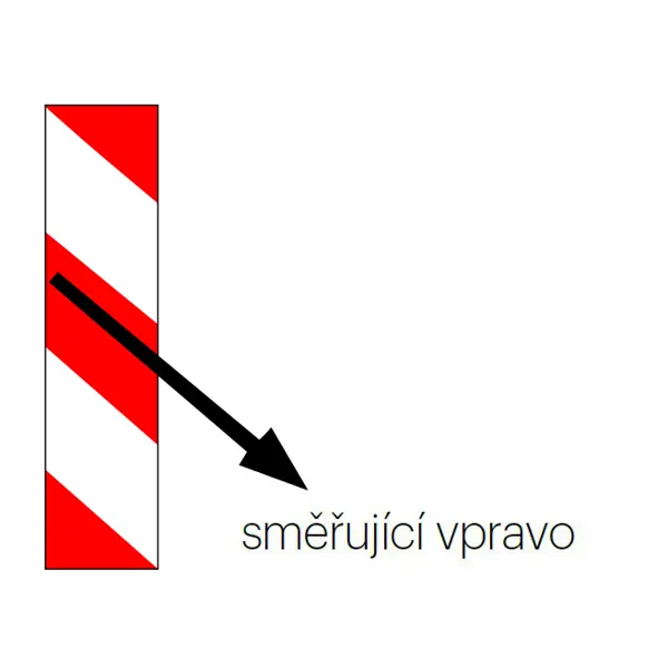 Výstražné značení vozidel WT-5219 – 141 mm × 1 m, červeno-bílá, směr doprava