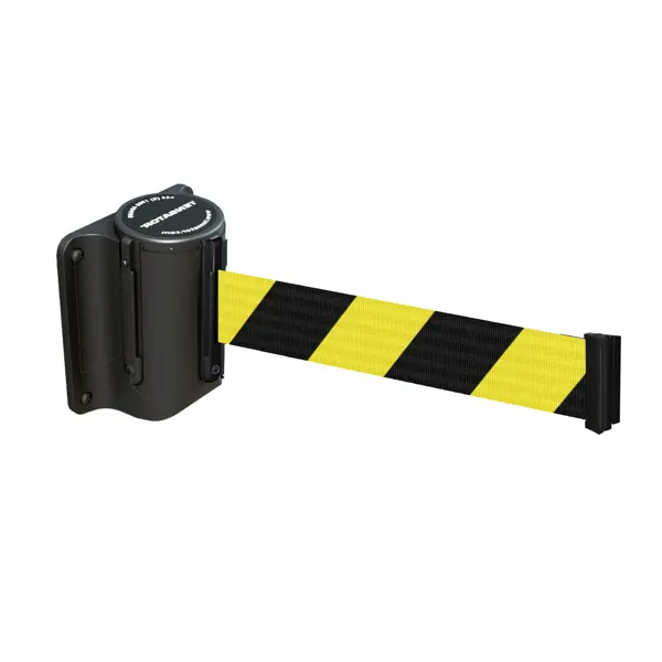 Zahrazovací nástěnná kazeta Mini, černá – žluto-černé pásmo 2,3 m