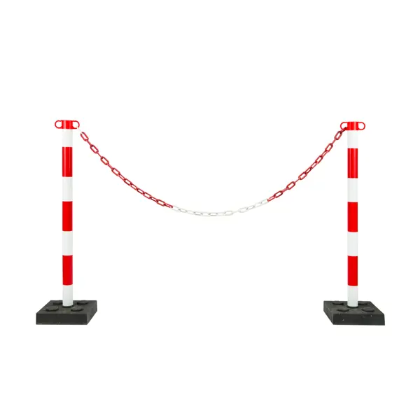 Zahrazovací sloupek Economic s hranatou podstavou, červeno-bílá