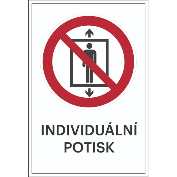 Zákazové značení, přeprava cestujících zakázána, s možností individuálního textu – fólie, 100×150 mm