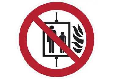 Zákazové značení – Při požáru nepoužívat výtah