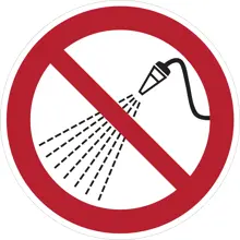 Zákazové značení, stříkání vodou zakázáno – fólie, pr. 200 mm