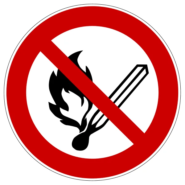 Zákazové značení, zákaz otevřeného ohně – fólie, pr. 200 mm