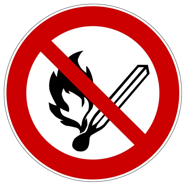 Zákazové značení, zákaz otevřeného ohně – hliníkový kompozit, pr. 200 mm