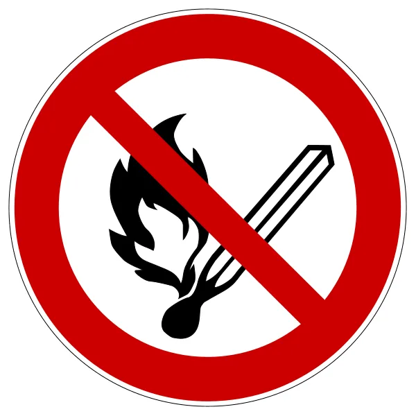 Zákazové značení, zákaz otevřeného ohně – protiskluzové PVC, pr. 600 mm