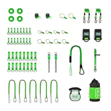 Závěsná sada NLG pro zajištění 50 ks nářadí s nosností do 18 kg – nylon, zeleno-černá