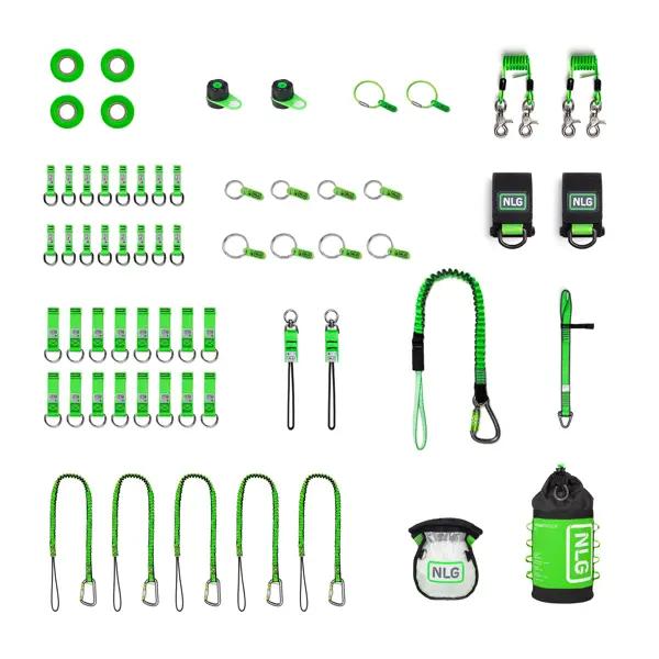 Závěsná sada NLG pro zajištění 50 ks nářadí s nosností do 18 kg – nylon, zeleno-černá