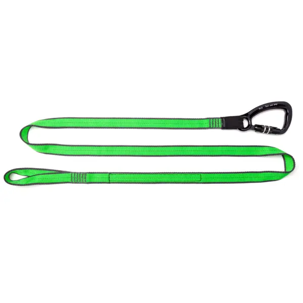 Závěsný popruh NLG Lanyard s jednou karabinou a nosností 38 kg – nylon, zeleno-černá