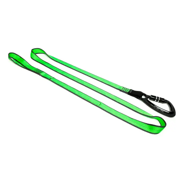 Závěsný popruh NLG Lanyard s jednou karabinou a nosností 38 kg – nylon, zeleno-černá